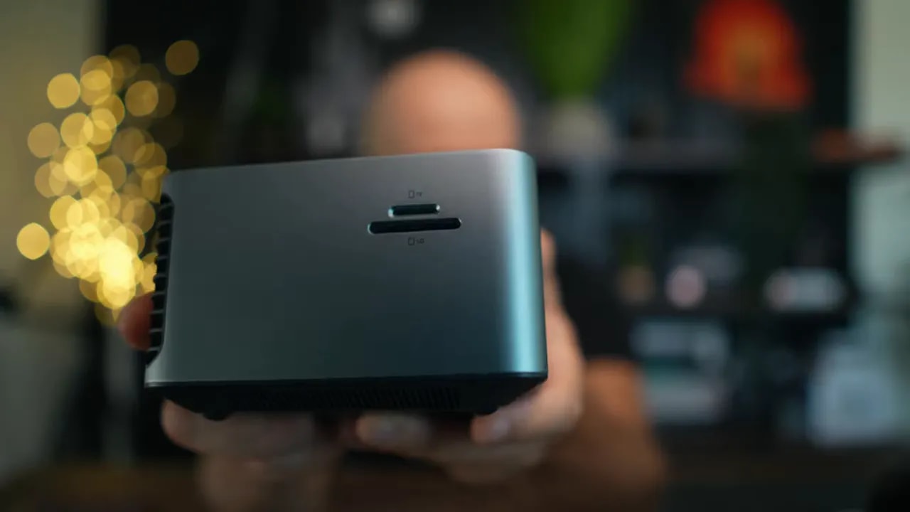 Close-up of the dock's side panel showing the SD and microSD card slots